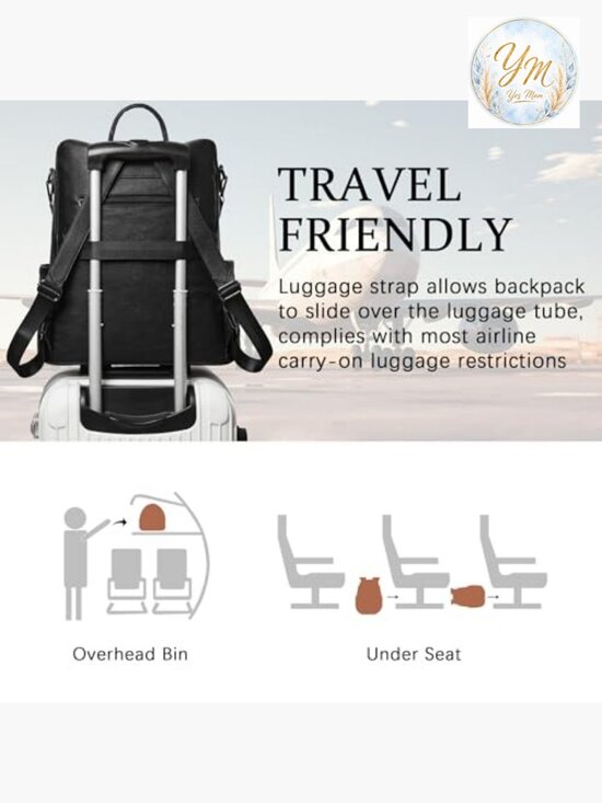 Vegan Leather Laptop Backpack 15.6 inch Work Travel Backpack main image 5